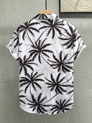 Men Plus Tropical Plant Print Casual Shirt