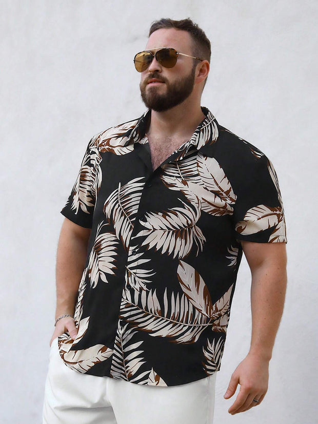 Men's Tropical Leaf Print Cotton Shirt